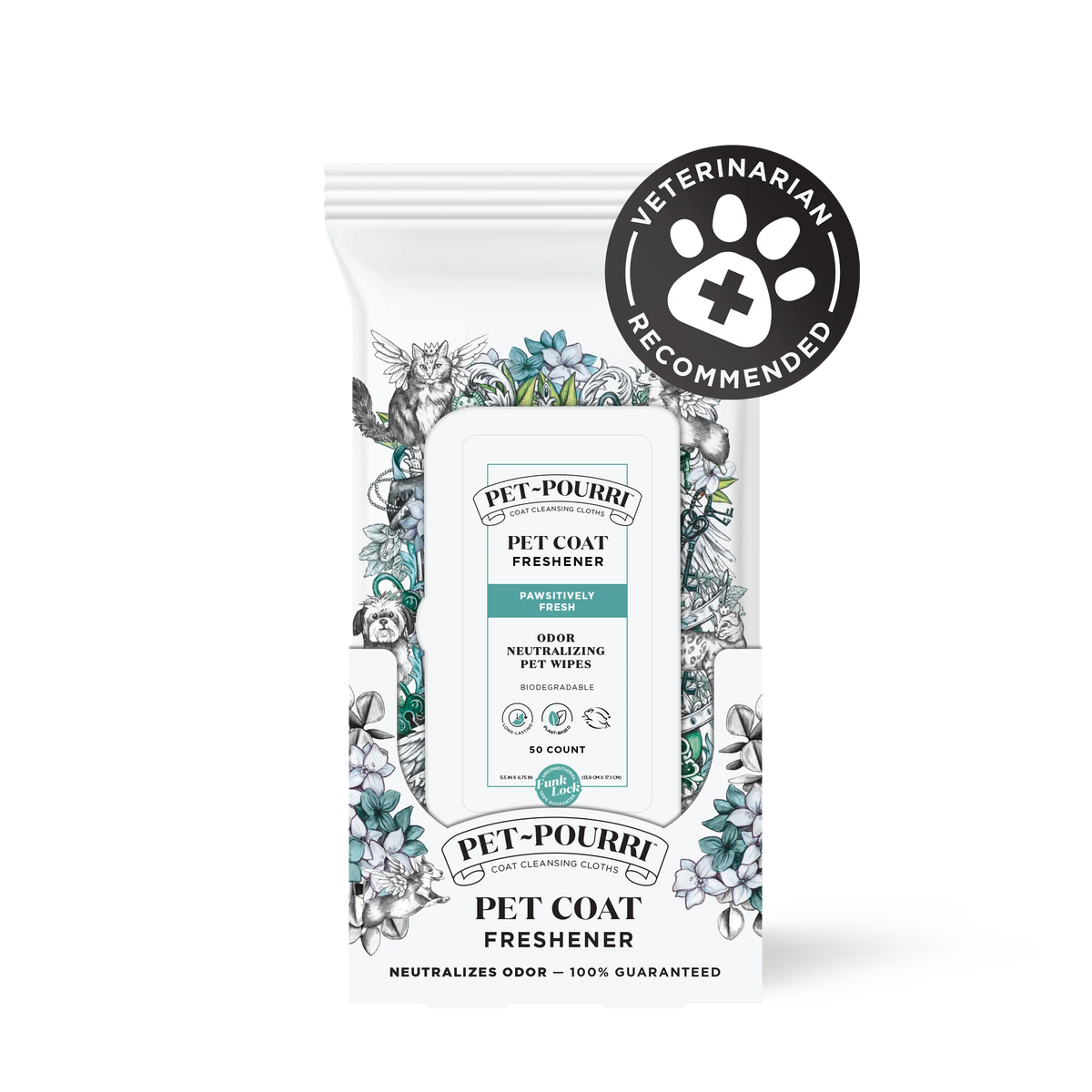 Pet-Pourri Pet Coat Wipes Pawsitively Fresh Scent