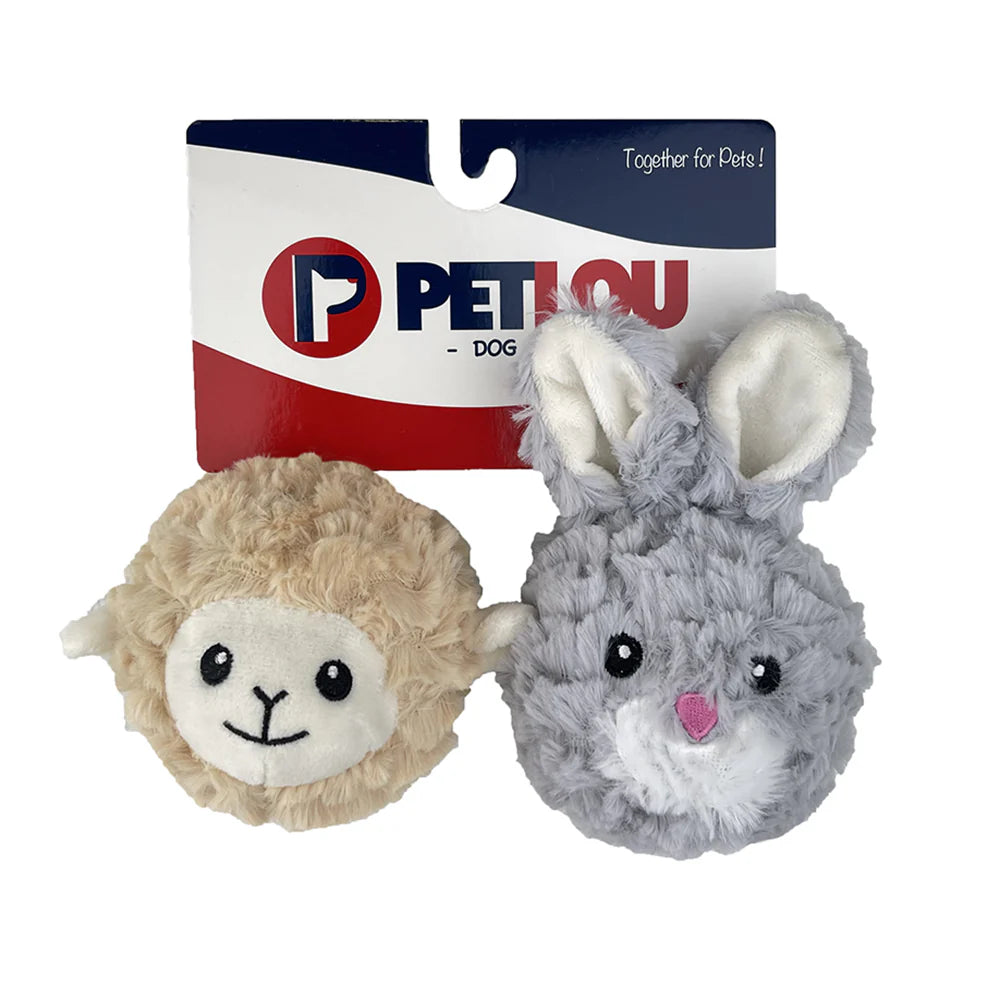 Petlou. Inc - EZ Squeak Ball Lamb & Rabbit Dog Toy Twin Pack