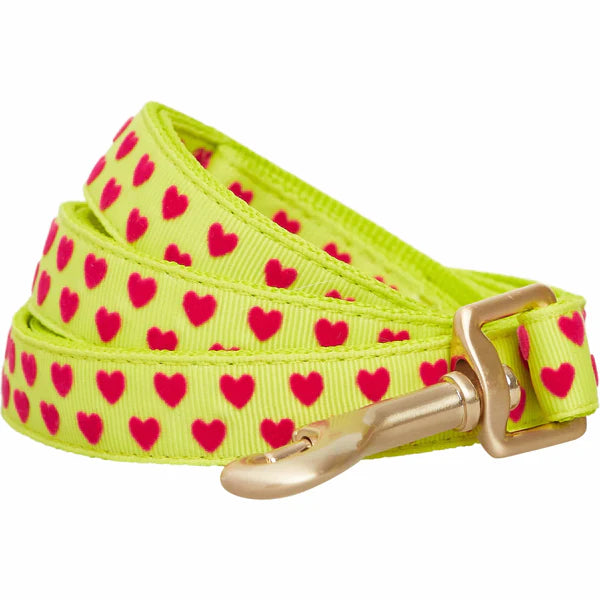 Blueberry Pet - Highlighter Green | Dotted Velvet Heart Dog Leash