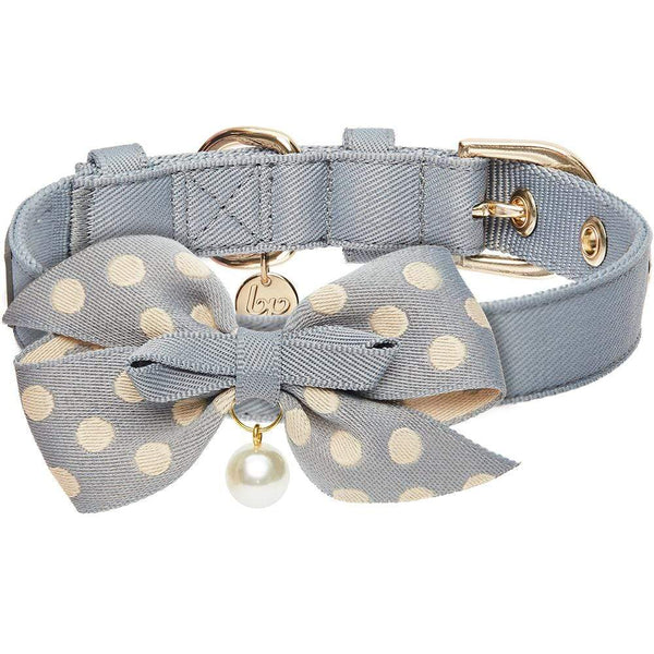 Blueberry Pet - Gray | The Most Coveted Dog Collar with Bowtie & Pearl