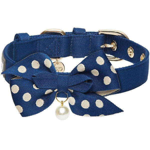 Blueberry Pet - Navy | The Most Coveted Dog Collar with Bowtie & Pearl