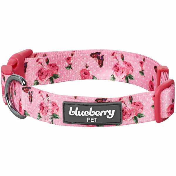Blueberry Pet - Butterfly and Rose Petal | Paws Floral Dog Collar