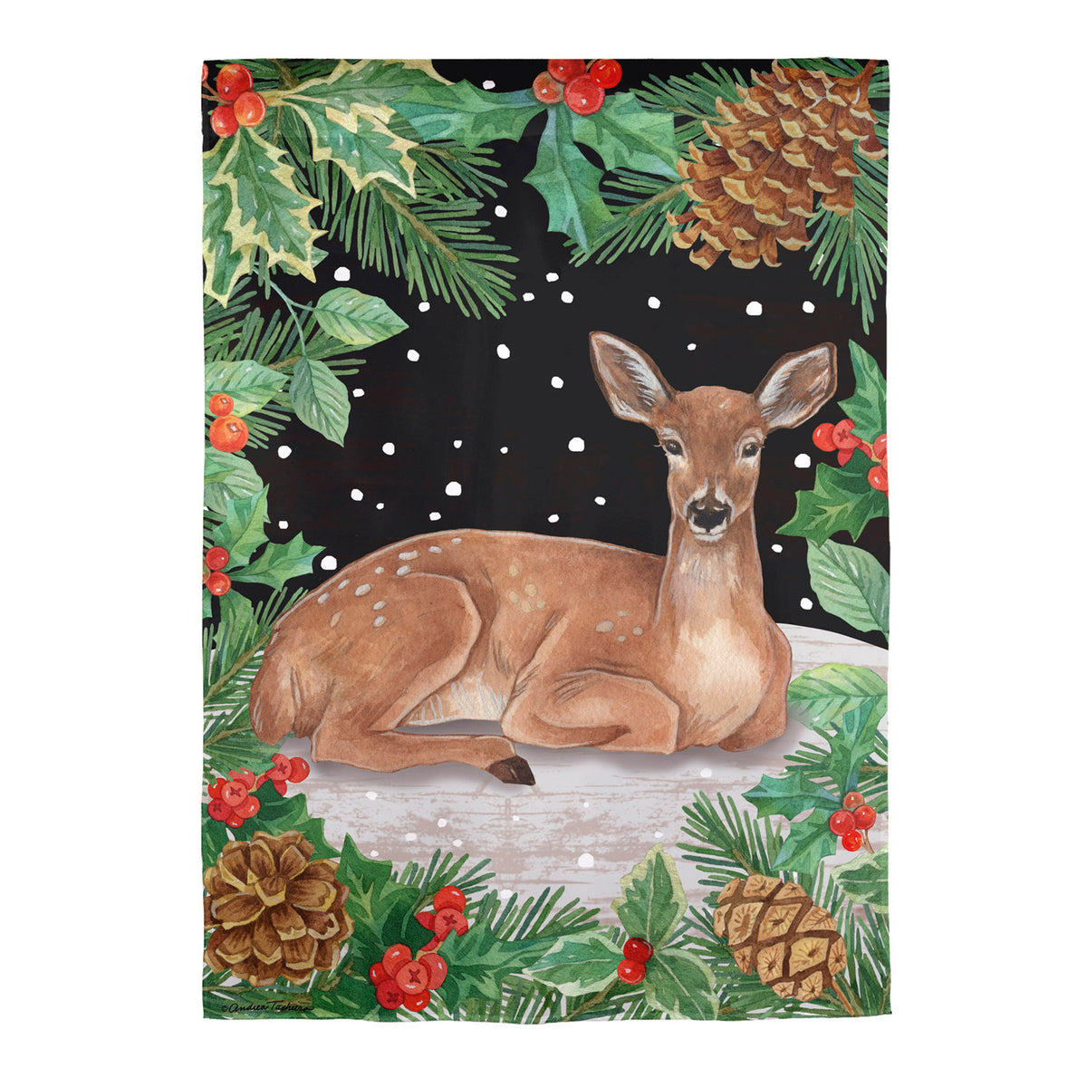 Evergreen Enterprises - Flag Woodland Peace on Earth Deer