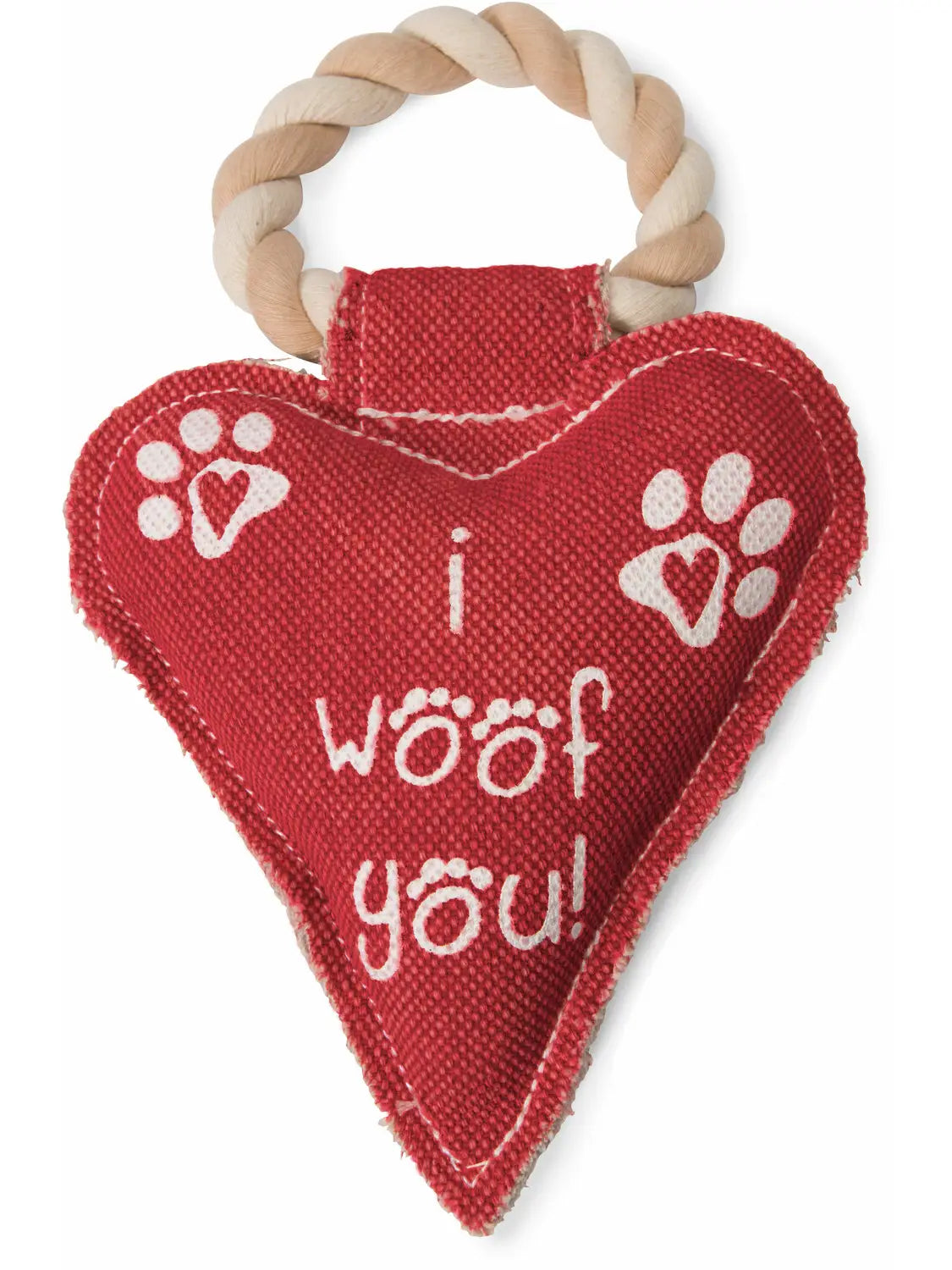 Pavilion Gift- "I Woof You" Heart Shaped Sturdy Canvas Dog Toy
