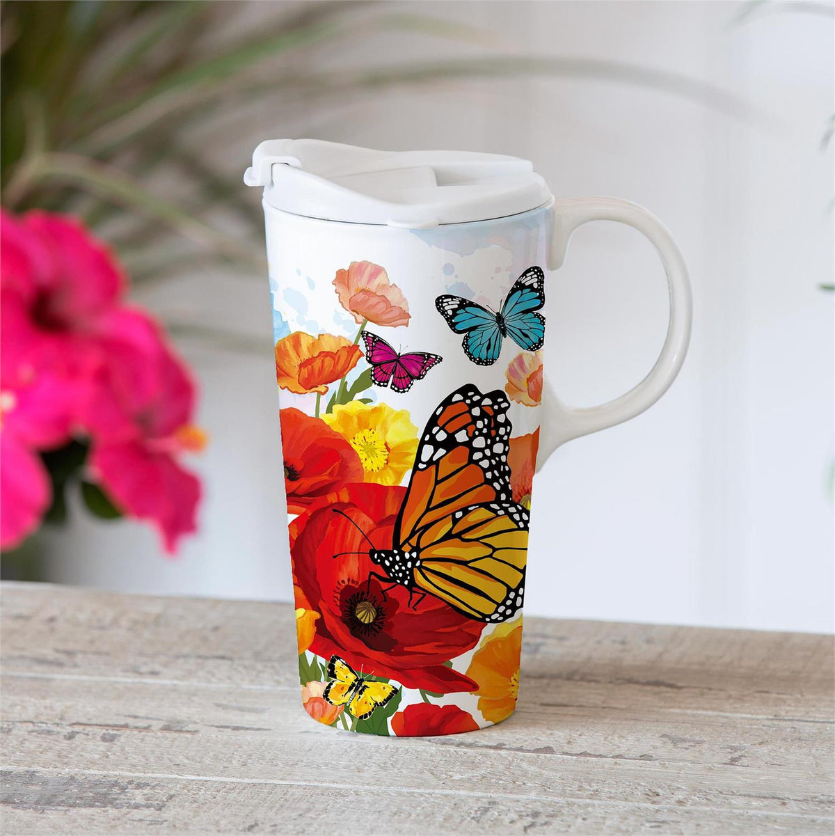 Evergreen Enterprises - Ceramic Cup Monarch Butterfly & Friends w/ Gift Box