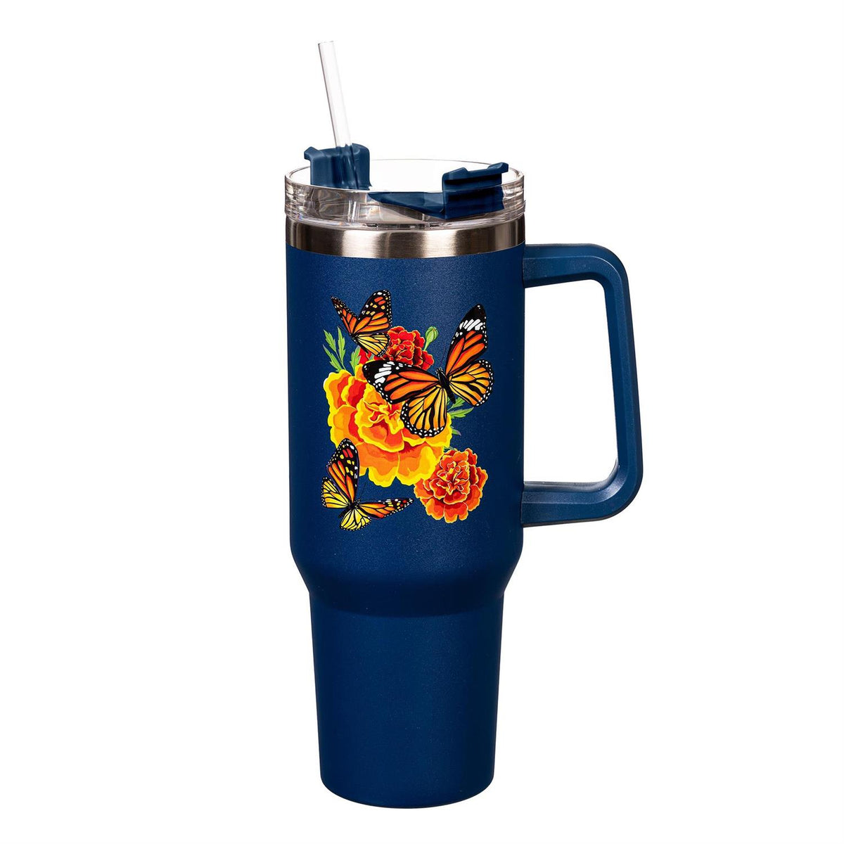 Evergreen Enterprises - Cup Stainless Steel W/ Straw Harvest Blossom Mariposa Melody