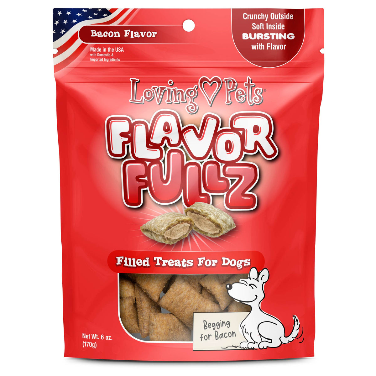 Loving Pets Inc. - Flavorfullz Bacon Flavor Filled Treats For Dogs