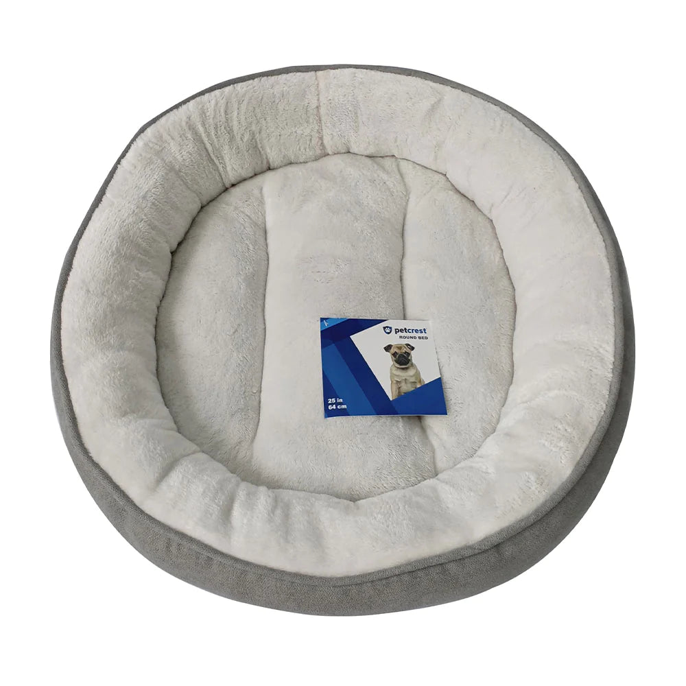 Petcrest - Plush Donut Bed for Dogs & Cats - Gray