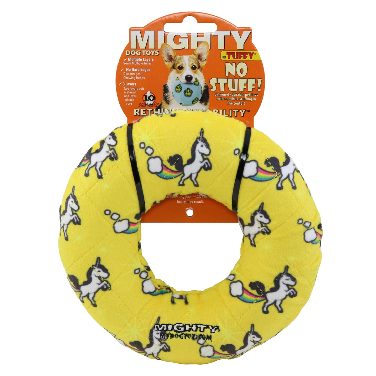 Tuffy Dog Toys - Mighty Ring No Stuffing Unicorn Print