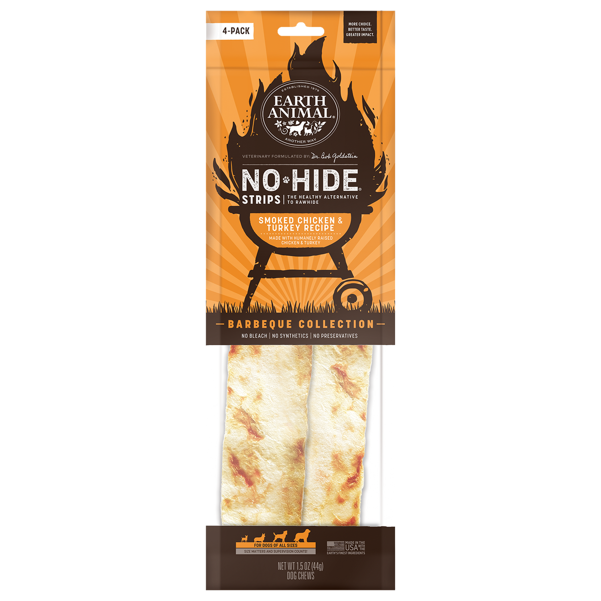 Earth Animal - Smoked Chicken & Turkey No-Hide Strips Dog Treats