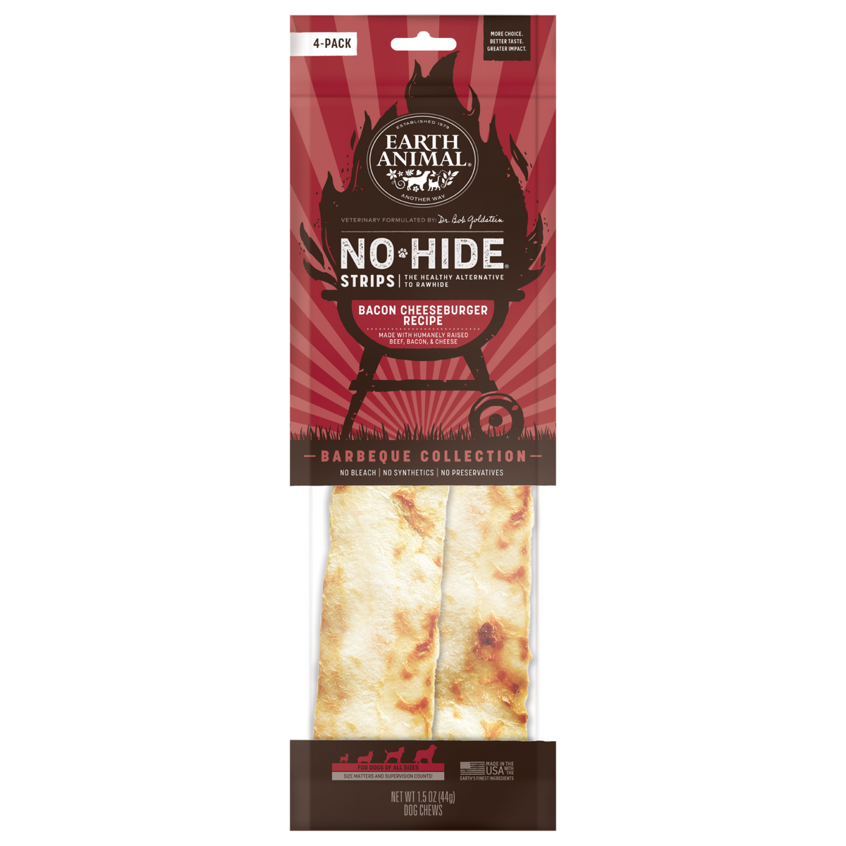 Earth Animal - Bacon Cheeseburger No-Hide Strips Dog Treats