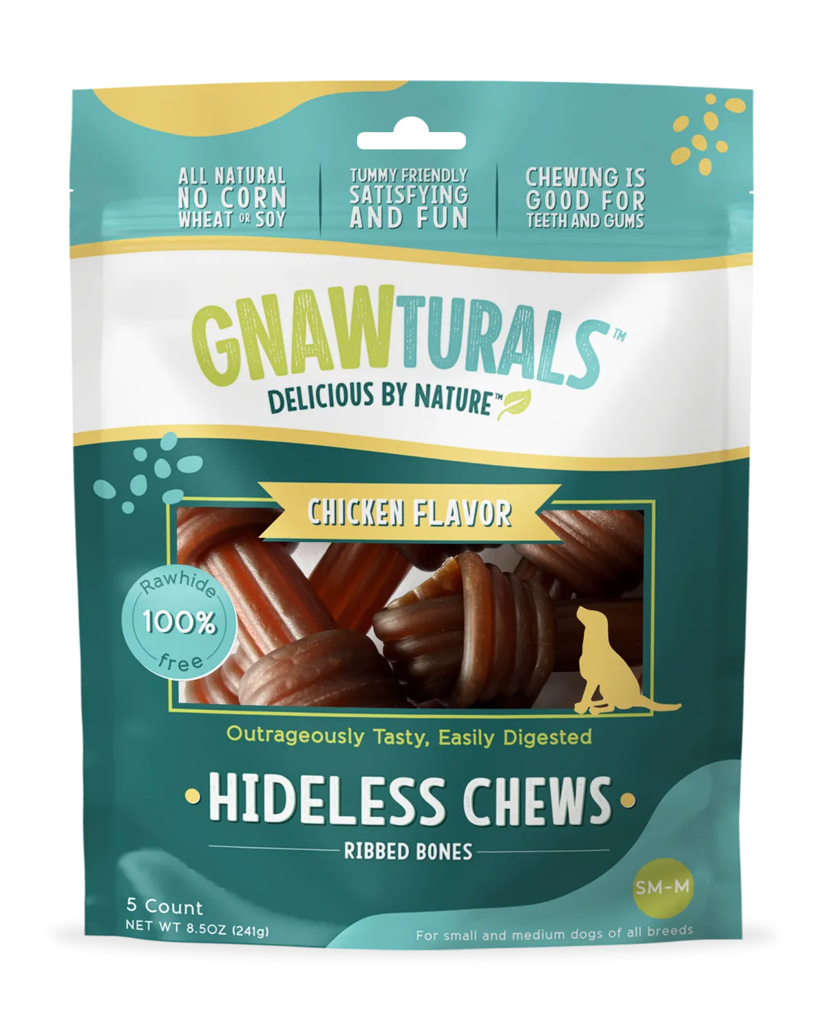 Pawsitive Pets- Gnawturals Hideless Chews - Chicken Ribbed Knotted Bones
