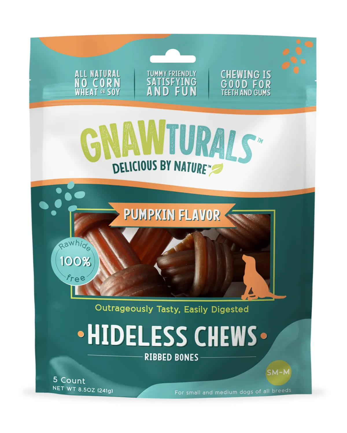 Gnawturals Hideless Chews - Pumpkin Ribbed Knotted Bones