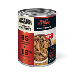 Champion Petfoods, Acana - All Dog Breeds, All Life Stages Premium Chunks, Beef Recipe in Bone Broth