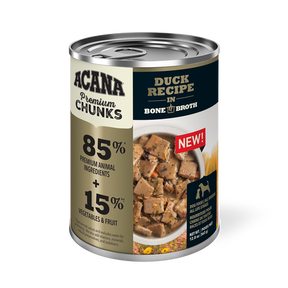 Champion Petfoods, Acana - All Dog Breeds, All Life Stages Premium Chunks, Duck Recipe in Bone Broth