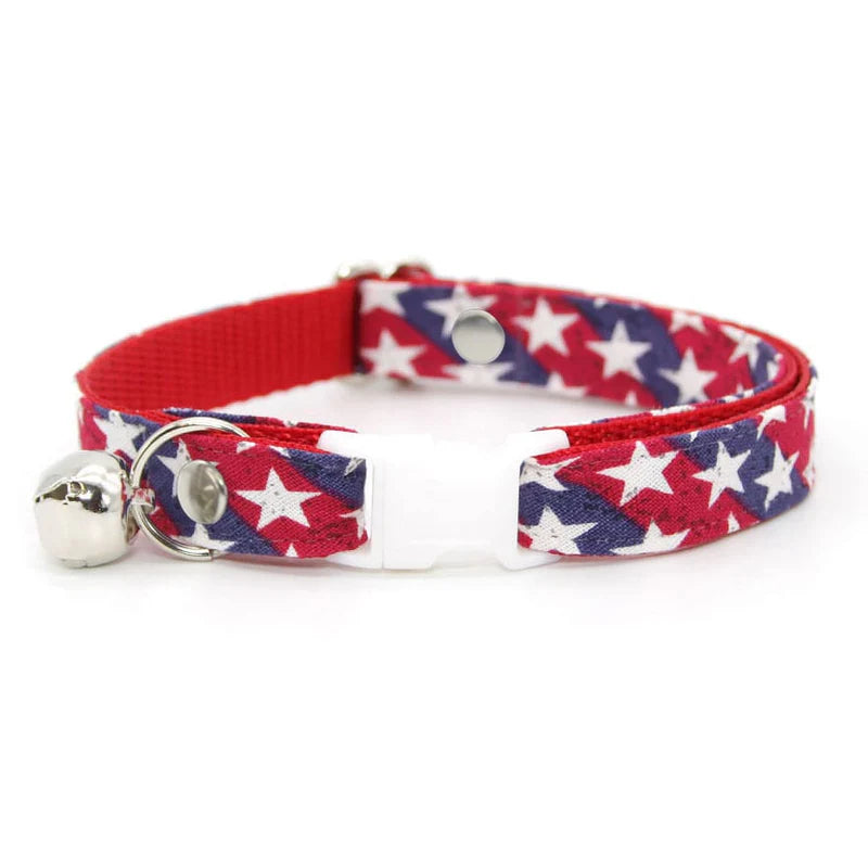 Made by Cleo - Cat Collar "Americana" Breakaway with Silver