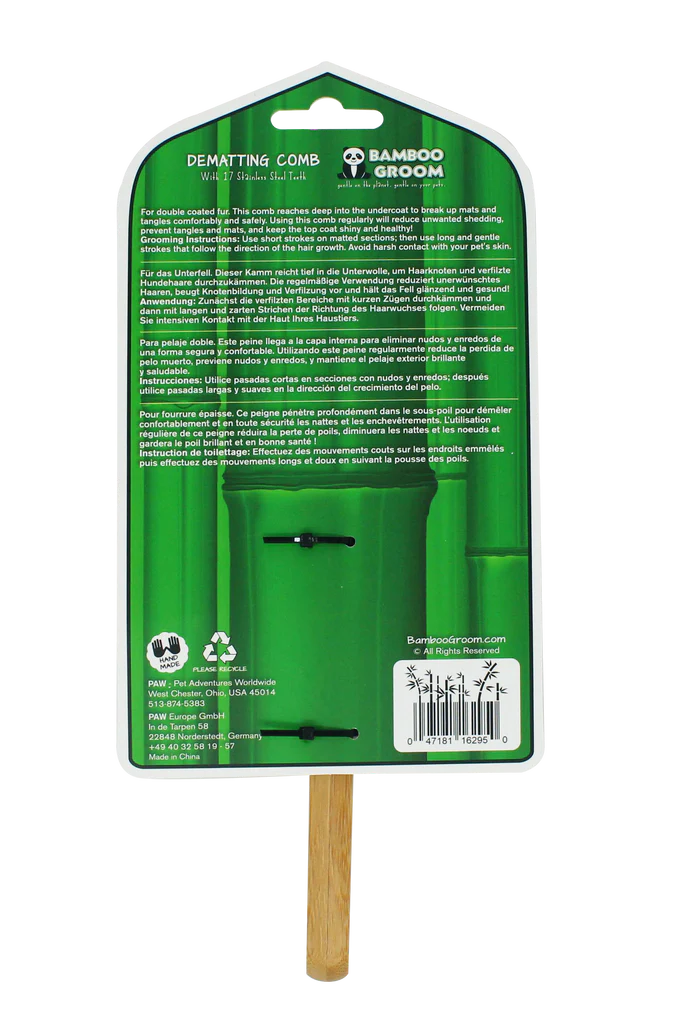 Bamboo Groom - Dematting Comb With 17 Stainless Steel Teeth