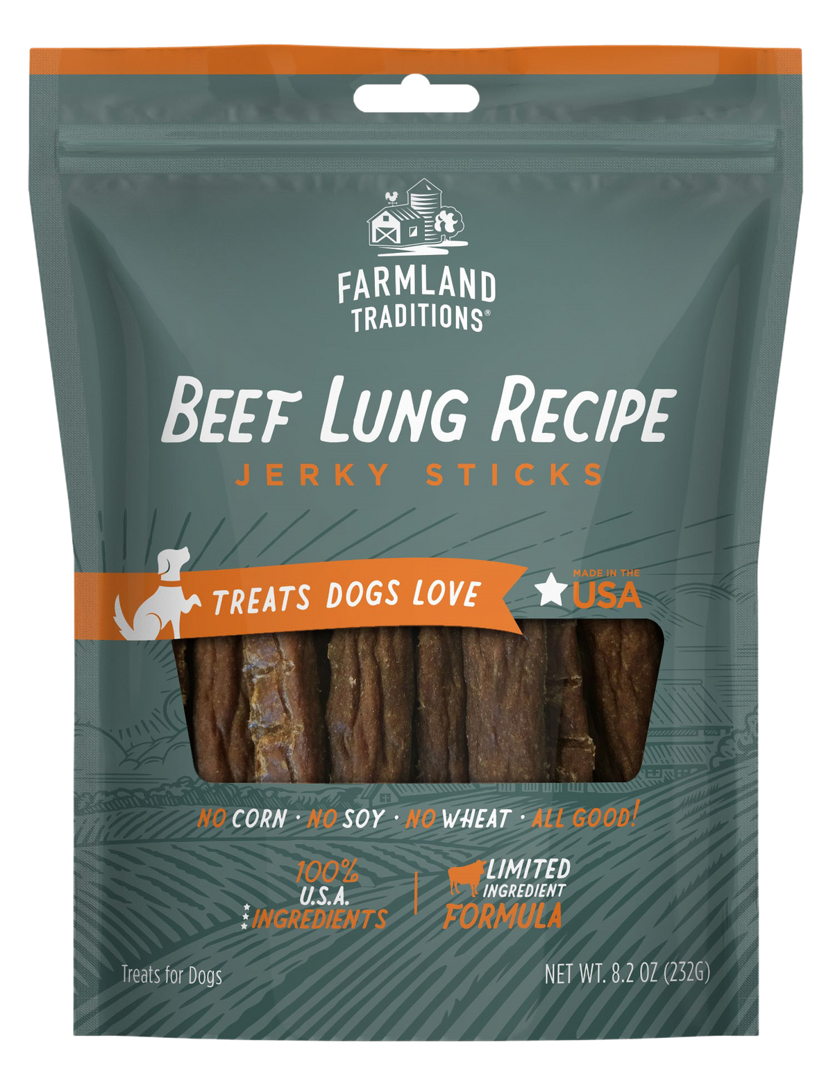 Farmland Traditions - Beef Lung Recipe Jerky Sticks Treats For Dogs