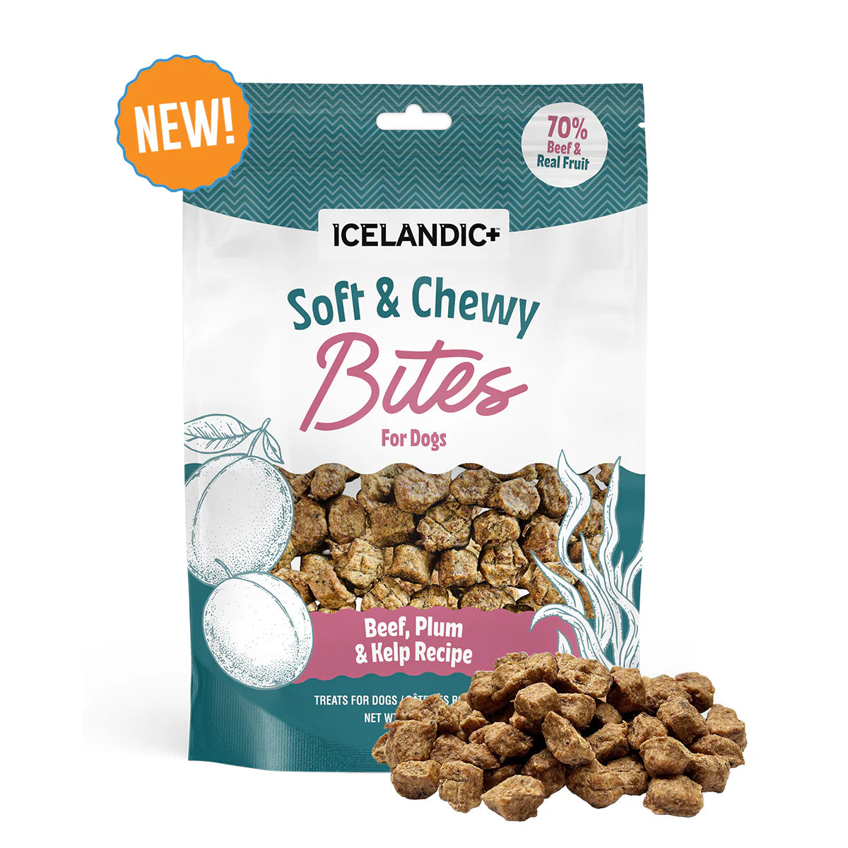 Icelandic+ Soft & Chewy Bites Beef, Plum & Kelp Recipe Treats For Dogs