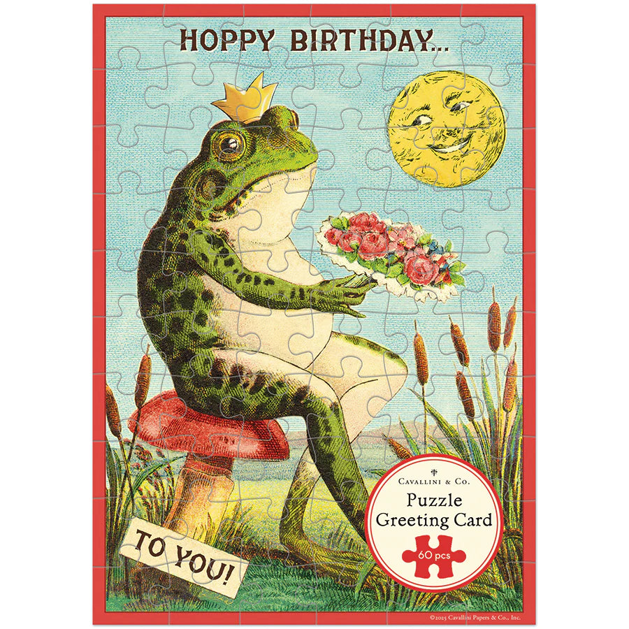 Cavallini Papers & Co - Card With 60 Piece Puzzle Happy Birthday Frog