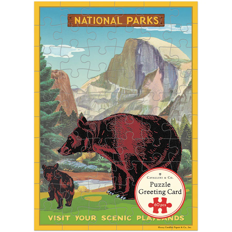 Cavallini Papers & Co - Card With 60 Piece Puzzle National Park Bears