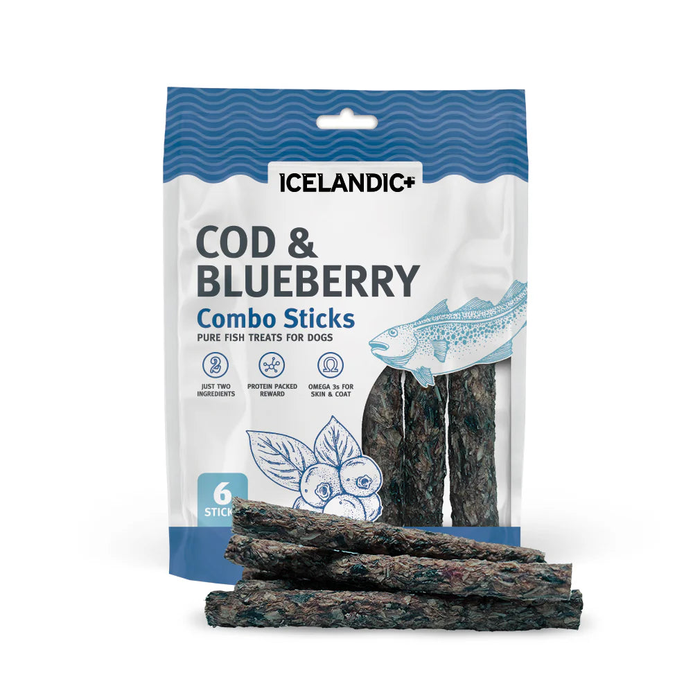 Icelandic+ Combo Sticks Cod & Blueberry Pure Fish Treats For Dogs