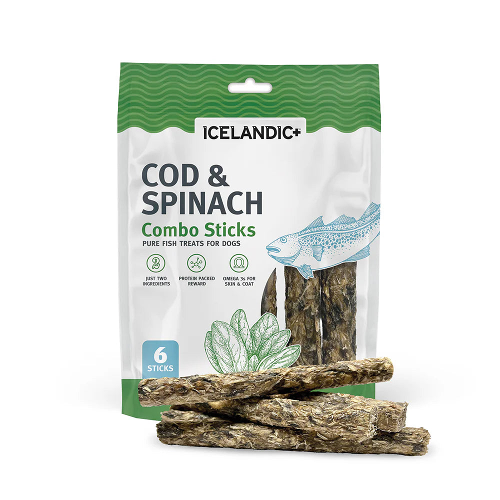 Icelandic+ Combo Sticks Cod & Spinach Pure Fish Treats For Dogs