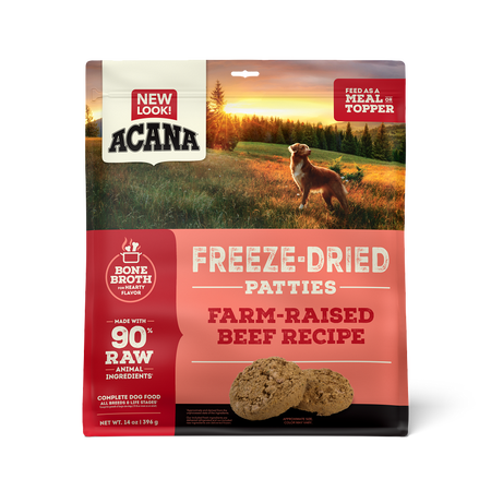 Champion Petfoods, Acana - All Dog Breeds, All Life Stages Freeze-Dried Patties, Farm-Raised Beef Recipe