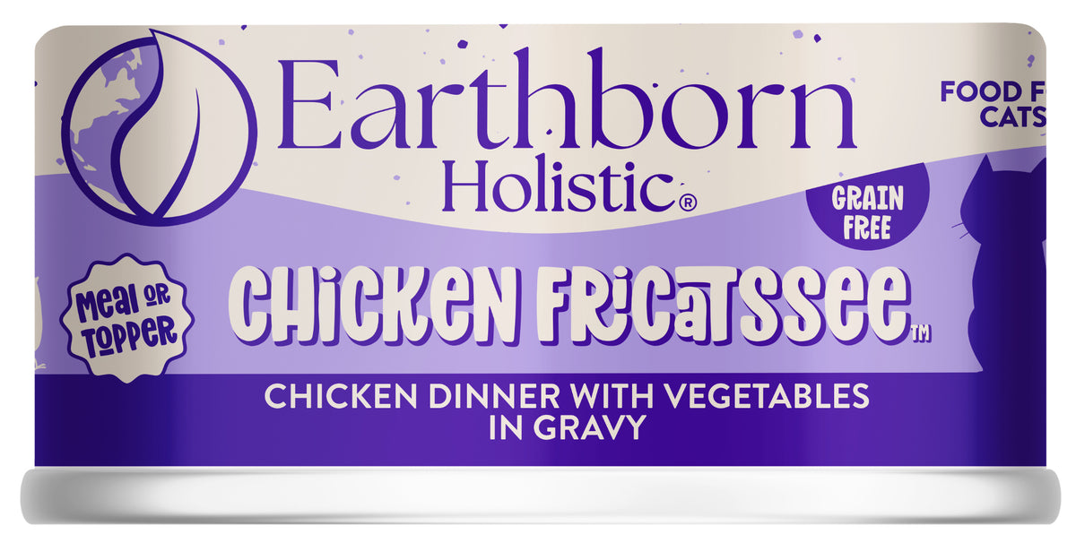 Earthborn Holistics - All Cat Breeds, All Life Stages Chicken Fricatssee, Chicken Dinner with Vegetables in Gravy Recipe Canned Cat Food