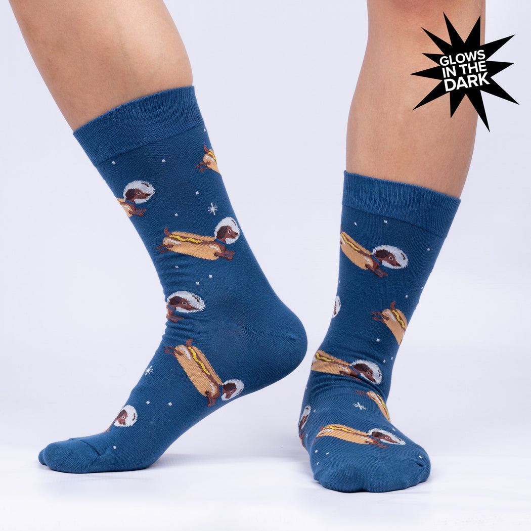 Sock It To Me - Mens Crew Socks: Weiner Dogs In Space