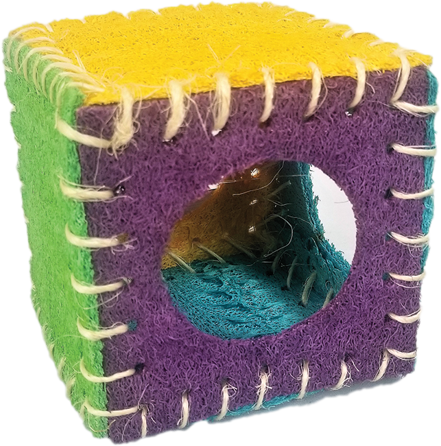 A & E Cage Company - Nibbles Small Animal Loofah Chew Toy, Cube