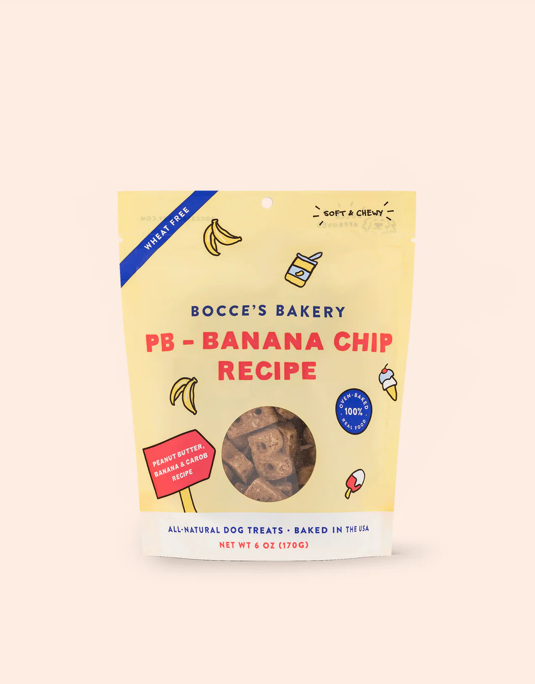 Bocce's Bakery - PB-Banana Chip Recipe Soft & Chewy Dog Treats