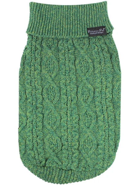 Parisian Pet - Dog Cable Knit Sweater Green - Southern Agriculture