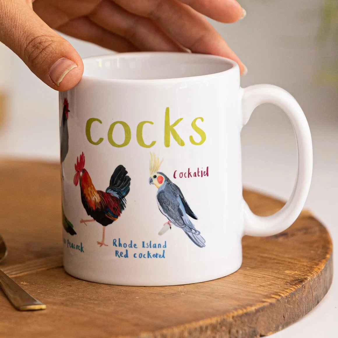Fly Paper Products - Mug Cocks Bird Pun Rooster Fowl Language