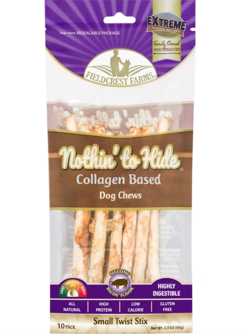 Fieldcrest Farms - Nothin' To Hide Twists Bacon Rawhide Alternative Dog Chews