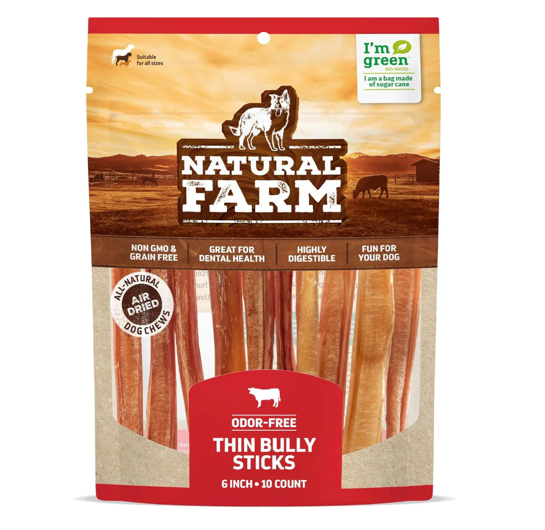 Natural Farm - Bully Sticks Extra Thin 6" Odor Free