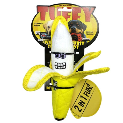 Tuffy Dog Toys - Funny Food Banana Durable Squeak Toy