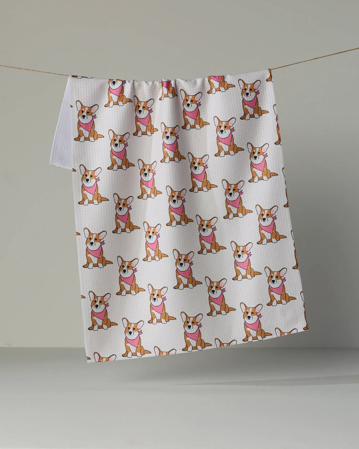 Geometry - Tea Towel Corgi Pals Pink