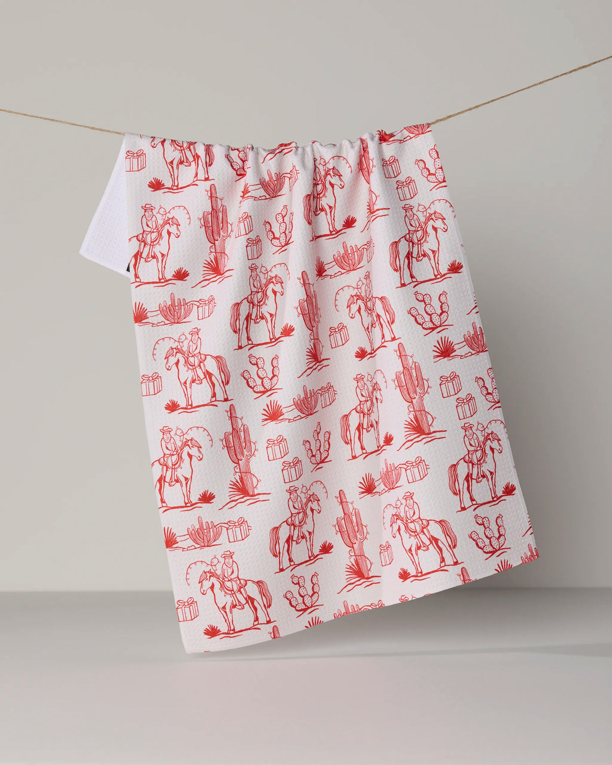 Geometry - Tea Towel Cowboy Claus Red