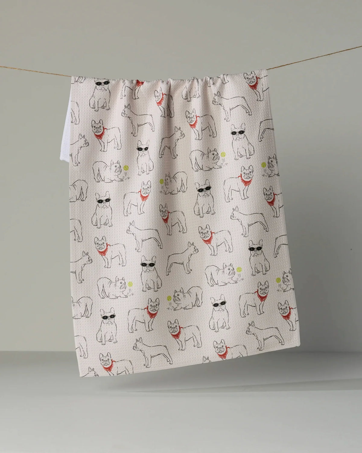 Geometry - Tea Towel Frenchie Frolic Poppy