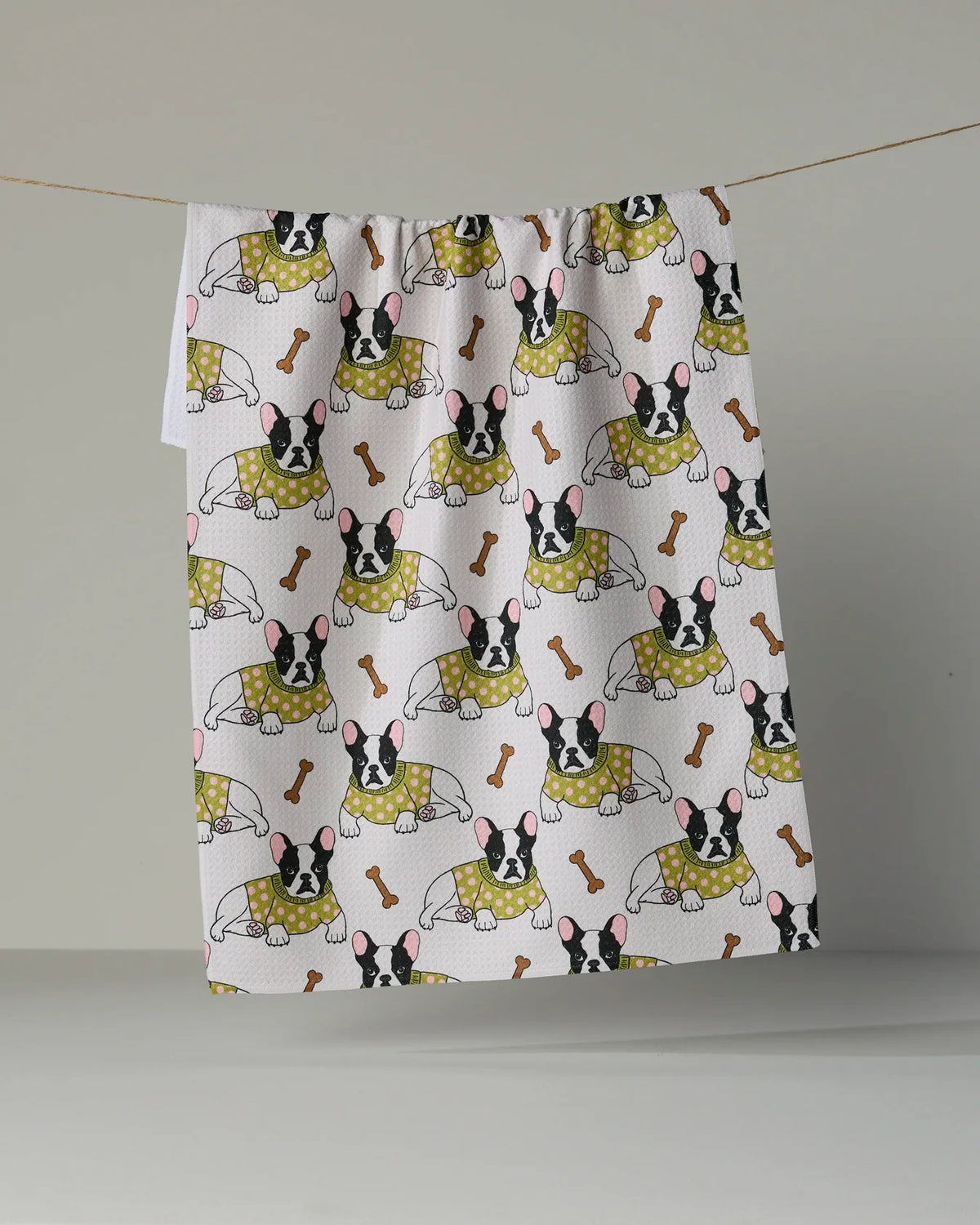 Geometry - Tea Towel Frenchie Fun Lime