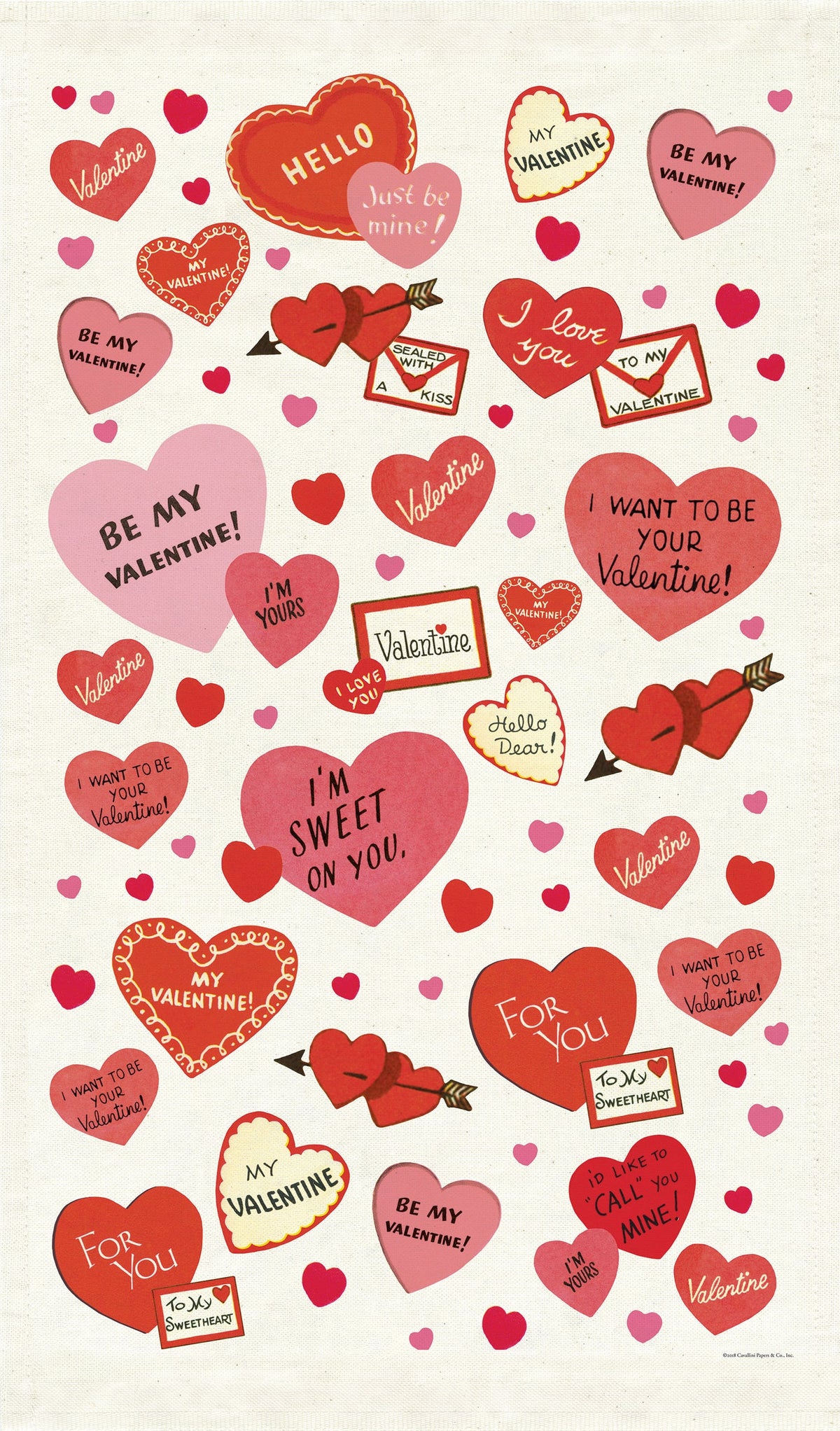 Cavallini & Co. - Tea Towel Valentine Hearts