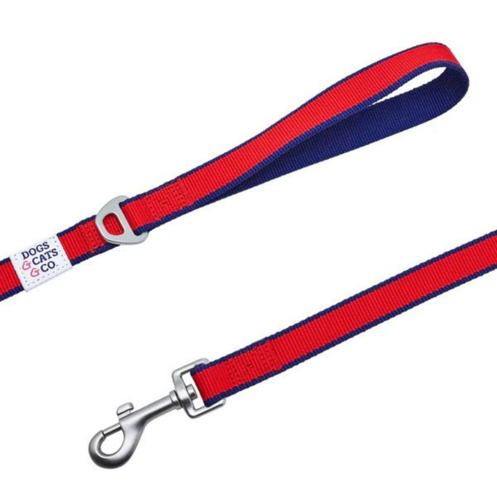 Blueberry Pet - Contrast Stripe Red/Navy Dog Leash
