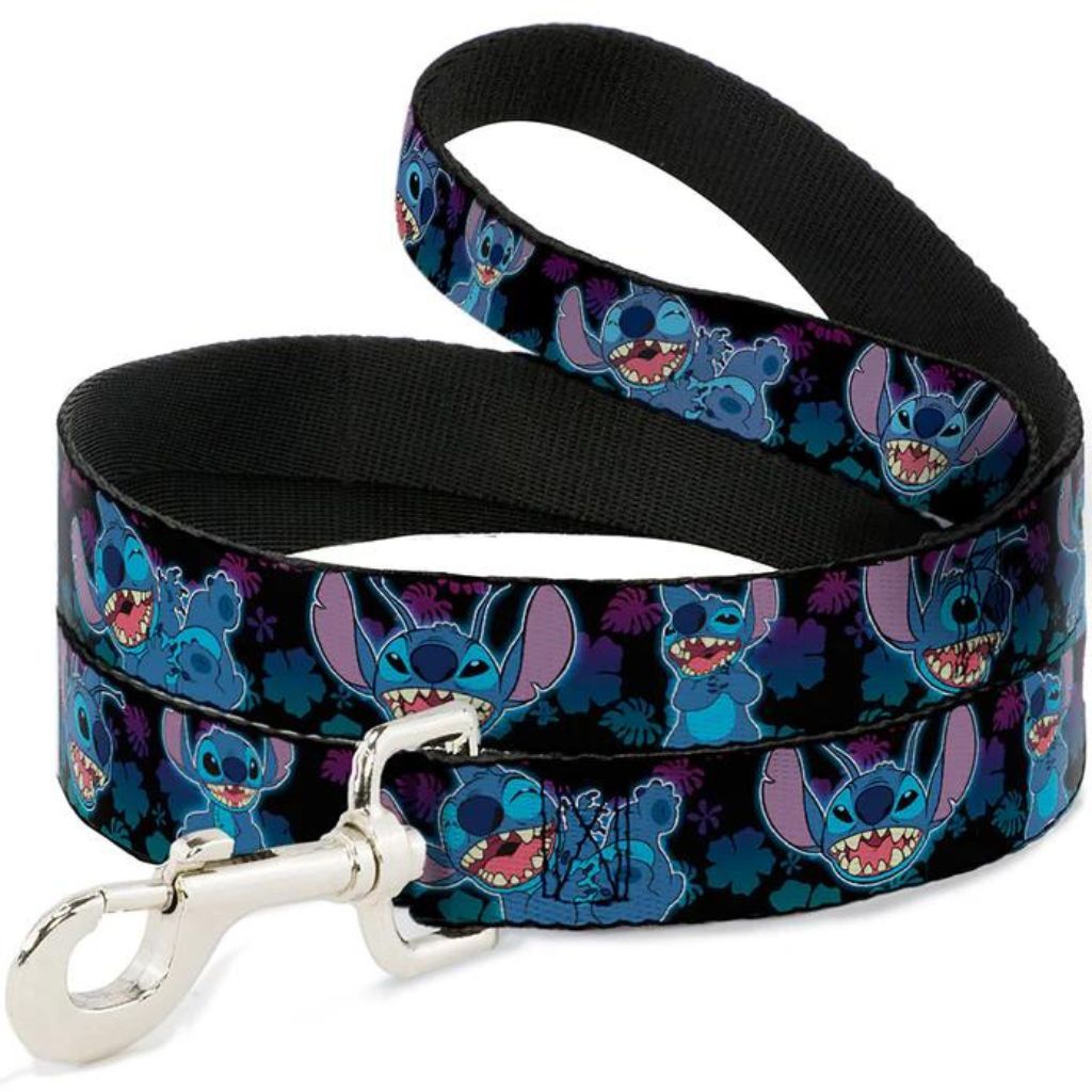 Buckle Down Disney Stitch Halsband – Flora Burgund Rot/grün Mit Kunststoff-Clip