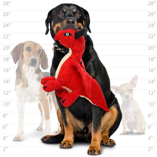 Tuffy Dog Toys - Mighty Dragon Red Plush Squeaky Dog Toy