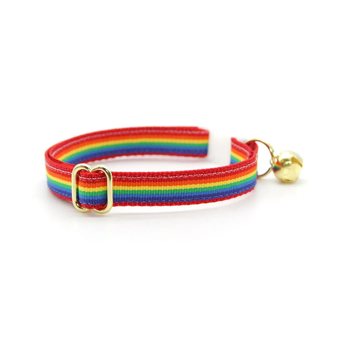 Made by Cleo - Cat Collar "Retro Rainbow" Breakaway with Gold