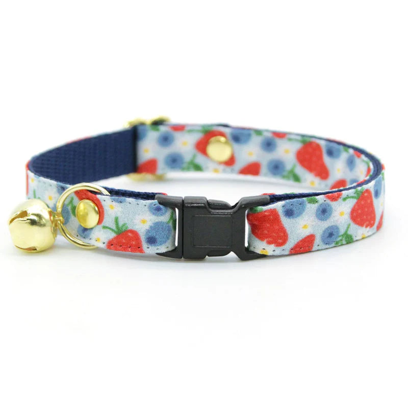 Made by Cleo - Cat Collar "Berry Bramble" Breakaway with Gold