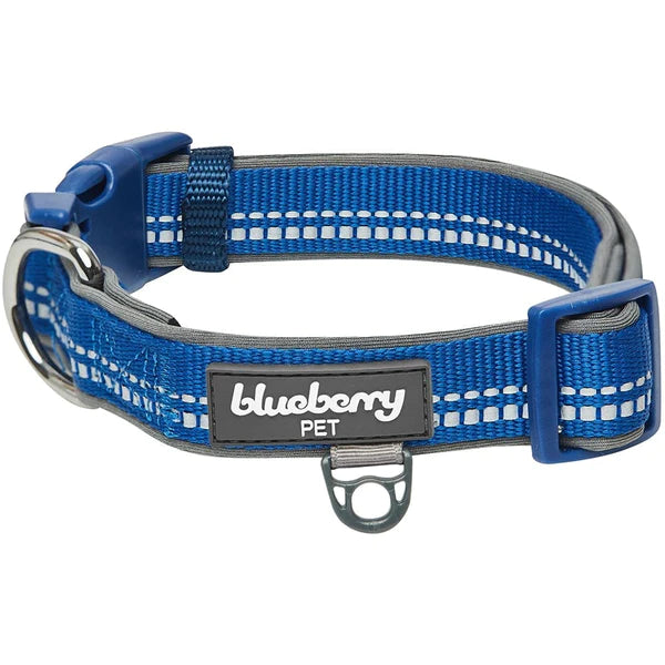 Blueberry Pet - Navy | 3M Reflective Neoprene Padded Dog Collar