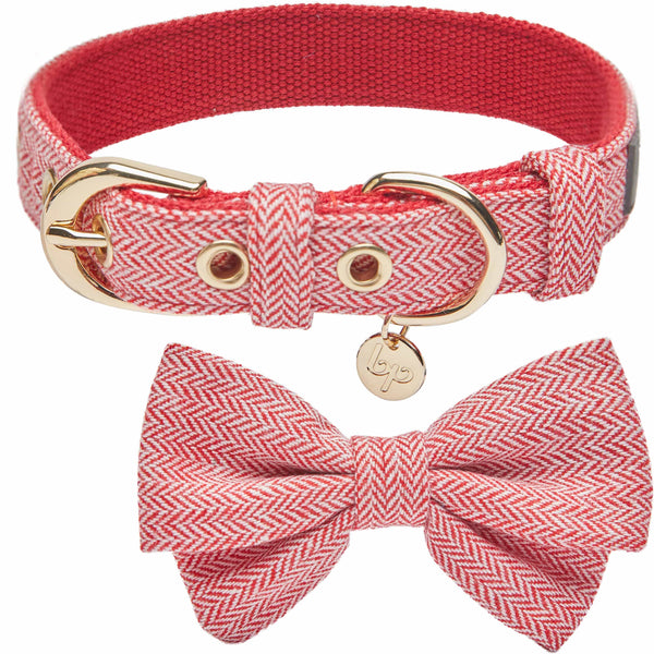 Blueberry Pet - Red | Textured Tweed Dog Collar