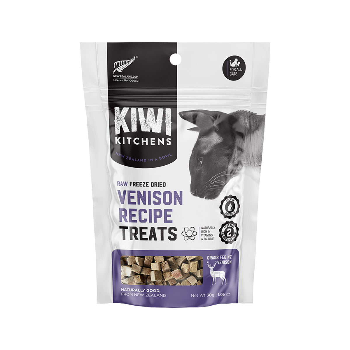 Kiwi Kitchens - Cat Venison Recipe Treats W/Organ Meat Grass Fed Raw Freeze Dried